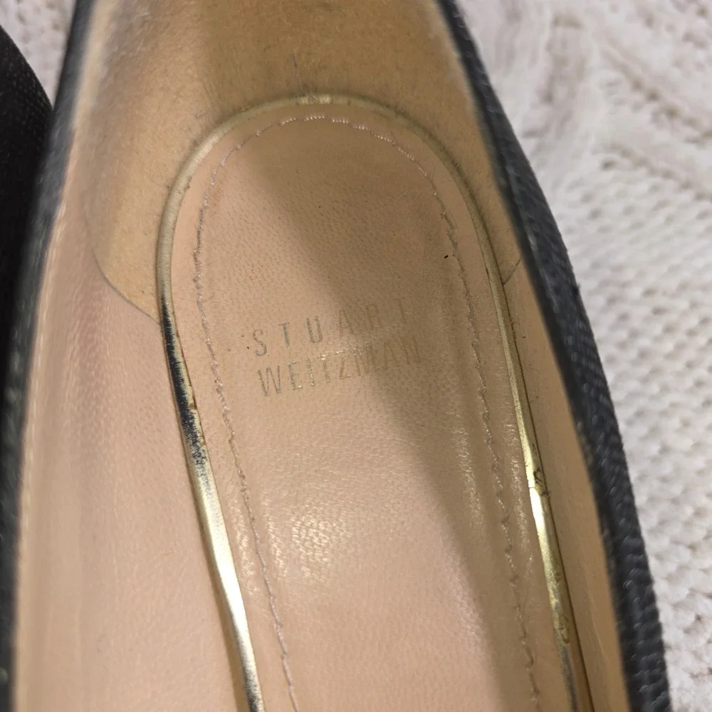VTG Stuart Weitzman Textured Wedge Pump Black Tortoise Heel Womens 8.5 M - Picture 5 of 7